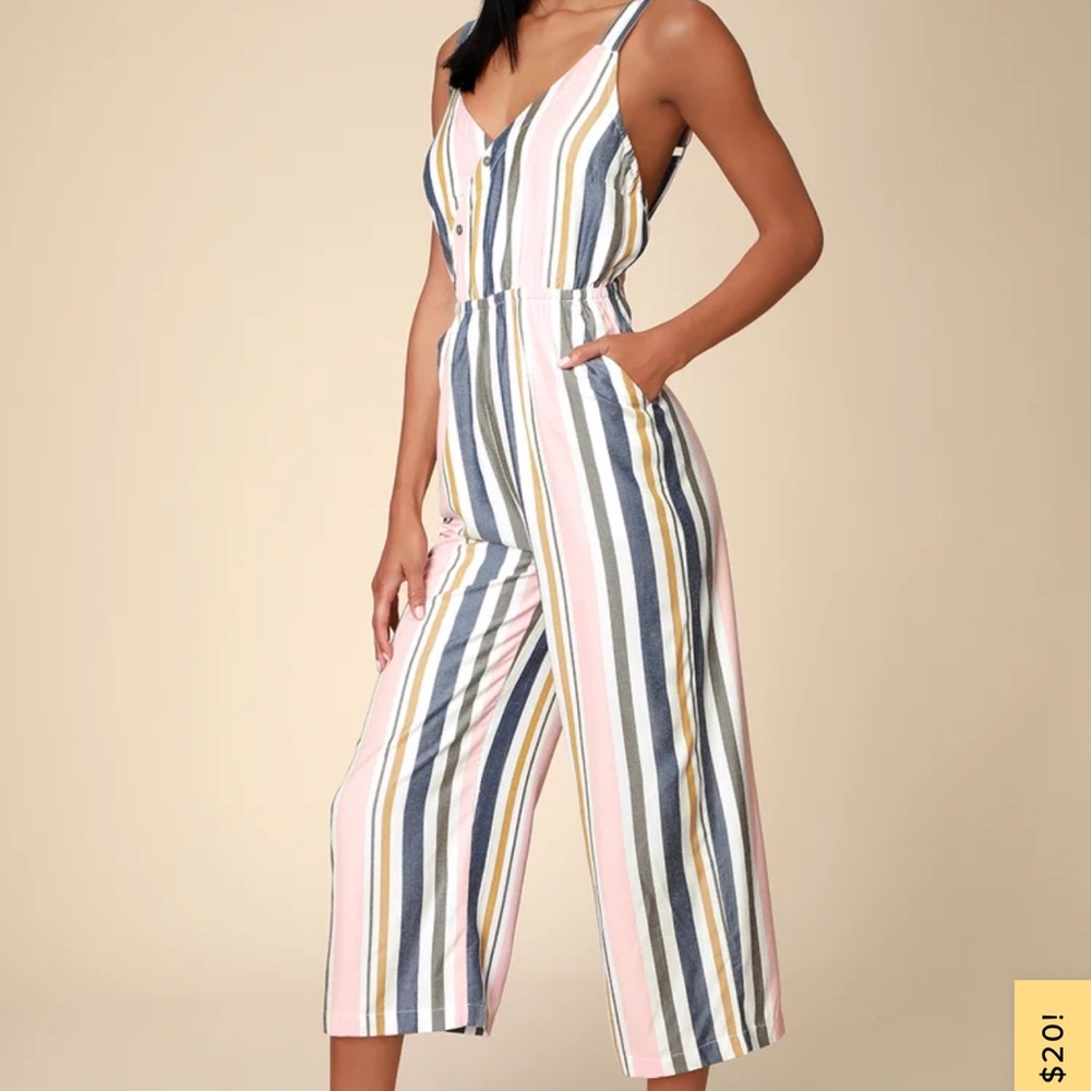 RVCA striped culotte jumpsuit, xs